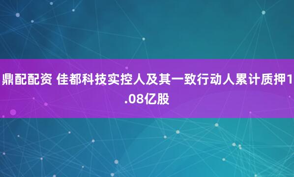 鼎配配资 佳都科技实控人及其一致行动人累计质押1.08亿股